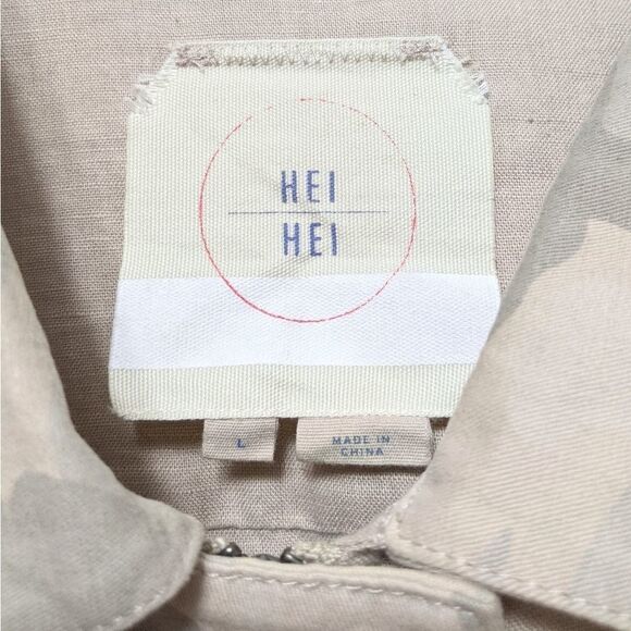 Anthropologie HEI HEI Khaki Camo Linen Cropped Jacket L - Picture 6 of 10